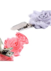 Baby Pacifier Clips Rose Flower Pacifier Clips Safe Teething Chain Baby Teether Eco Friendly Dummy Clip Holder