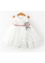 1-5Y Summer Girls Dress 2022 New Sleeveless Princess Dress Korean Style Stitching Lace Children Dress Vestidos G0025