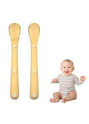 2pcs New Kids Cutlery Set Silicone Children Spoons Baby Feeding Spoons with Portable Box for Twins Baby Feeding Tools