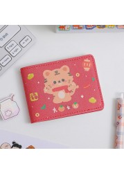 Kawaii Cat Leather Card Wallet for Women Cute Rabbit Cards Driver License Holder Credit Card Protective Sleeve 4 Card Slots