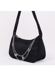 Fashion Women PU Leather Small Shoulder Bag Underarm Ladies Vintage Butterfly Chain Pure Color Zipper Small Wallet Handbag