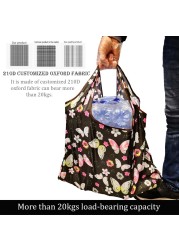 Large Oxford Eco-friendly Foldable Shopping Bag Reusable Portable Travel Grocery Bag Fashion Pocket Nylon Handbags