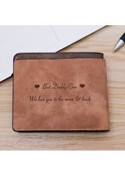 Men's Short Multifunction PU Leather DIY Engraving Personalized Photo Text Wallet Carving Photo Wallet Father's Day Gift for Men