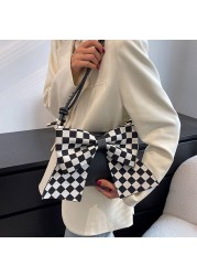 Women Bag PU Leather Big Bow Design Crossbody Shoulder Bag Lady Fashion Zipper Trend Exquisite Small Retro Tote Handbags