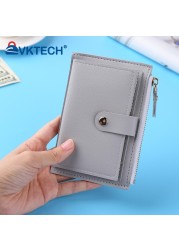 Fashion Women Solid Color Credit Card ID Card Multiple Slot Card Holder Ladies Casual PU Leather Small Coin Purse Pocket Wallet