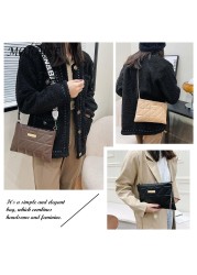 Women Shoulder Bags Fashion PU Leather Underarm Bags Pure Color All-Match Lattice Style Shopping Bags Designer Clutch