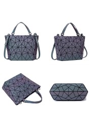 Ladies Luminous Bao Bag Geometric Women Luxury Handbag Shoulder Bag Set Folding Hand Crossbody Bag Female Purse & Purse