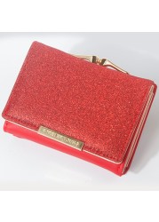 2022 women's shiny purse three fold wallets cartera mujer ladies coin pocket women purse simple clutch bag portfeuille femme