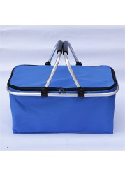 Portable Folding Picnic Camping Lunch Bags Insulated Cooler Bag Cool Hamper Storage Basket Picnic Basket