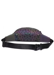 Women's Luminous Leather Waist Bag, Brand Handbag with Strap, Geometric Chest Bag, Fashionable