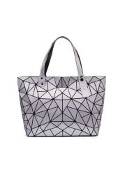 Geometric women's handbag, diamond tote bag, laser foldable shoulder bag, casual shopping bag