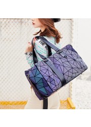 Luminous Geometric Women Travel Bags Canvas Bags Travel Handbag Weekend Bag Large Capacity Women Shoulder Bag 2020