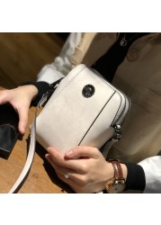 Genuine Leather Mobile Phone Cover Women Messenger Bag Cowhide 2022 Shoulder Bag Oil Wax Skin Small Square Box Purses Crossbody