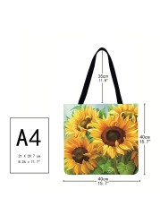 Sunflower Printed Casual Ladies Shopping Shoulder Bags Large Capacity Tote Bags Eco Shopping High Quality Folding Bags