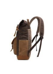 Classic Canvas Backpack For Men Canvas Leather Backpack For Hiking Travel School Backpack