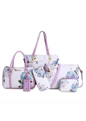 Chinese Style Floral Printing Women Handbags Shoulder Bags Set Female Practical Composite Bag 6 Piece Set Designer Brand Bolsa