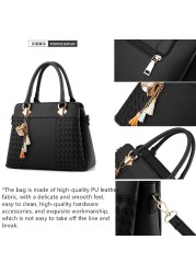 Women Handbags Tassel PU Leather Bag Top-Handle Embroidery Crossbody Bag Shoulder Handbags