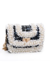 Korean Style Women Woolen Cross Body Handbags Cute Girls Princess Purses And Handbags Baby Pearl Clutch Purse