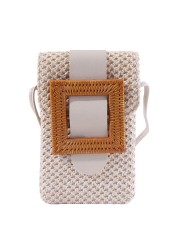 Beach Mobile Phone Bag Coin Purse Summer Mini Crossbody Vintage Female Handmade Straw Girls Small Shoulder Bag