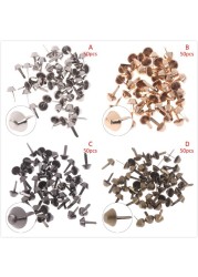 50pcs Punk Rock Rivets 12mm Metal Crafts Purse Feet Rivets Studs Pierced For Purse Handbag Leather Bag DIY Accessories