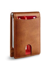 Minimalist Slim Wallet for Men with Money Clip RFID Blocking Front Pocket Credit Card Holder Thin Leather Men Wallets