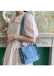 Canvas Cloth Women Small Shoulder Bag Girl Blue Canvas Small Canvas Handbag Casual Tote Detachable Strap Lady Zipper Purse 2022