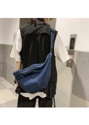 Casual simplicity large shoulder bags women canvas high-capacity crossbody bag denim bag women messenger bag