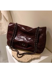 New Fashion 2022 Women Handbag Retro PU Leather Chain Shoulder Bags Large Capacity Casual Bags Designer Style For Girls