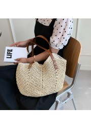 Straw Shopper Summer Bag Casual Large Capacity Hollow Woven Women Beach Ladies Tote Handbags High Design Fashion Travel Shoulder Bag