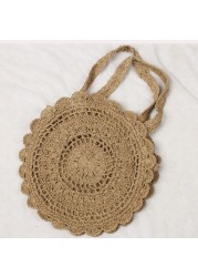 summer woven shoulder bag woman beach circular straw hand knitting large capacity shopper handbag travel shopping bag women bag