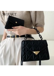 PU Leather Diamond Lattice Handle Shoulder Bags with Purse Lady Solid Color Composite Bags for Women Outdoor Shopping