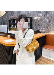 Casual Handbag Lady PU Plush Animal Pattern Underarm Shoulder Bag Pouch Popular Simple Female Daily Bag
