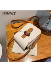 Women Saddle Bag Flap Small Shoulder Bag Simple Hit Color PU Leather for Outdoor Shopping Business Traveling