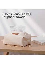 Cotton Canvas Simple Tissue Box Living Room Pumping Tissue Box Car Towel Napkin Paper Holder Pouch Chic Table Home Decor