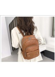 Korean Style Fashion High Quality Leather Backpack Women Large Capacity Travel Backpack School Bags For Girls Shoulder Bags