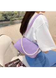 Solid color crescent shape shoulder bag casual lady small messenger bags for women outdoor travel business