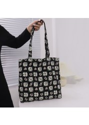 Women Canvas Shoulder Bag Large Capacity Fashion Handbag Casual Flower Daily Book Shopping Bag Bag for Girls Handbag 2022