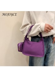 Women Nylon Handbag Solid Color Simple Casual Tote Clutch Bags with Small Purse for Women Fashionable Decoration