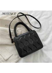 PU Women Biscuit Embossing Handbags Top-handle Hit Color Messenger Shoulder Bags for Women Outdoor Shopping Traveling