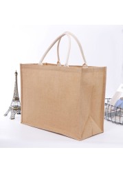 Reusable duffel bag eco-friendly burlap grocery beach shopping bags X7YA