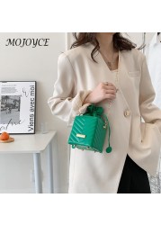 Daily Vintage Lattice Pattern Bucket Box PU Shoulder Bag Temperament Chain Women Crossbody Bags Ladies Shopping