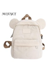 Preppy style backpack with bear ear ladies solid color backpack college girl lightweight wear-resistant laptop bag