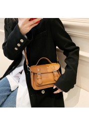 Vintage Messenger Bag Women Buckle Flap Small Shoulder Bag Luxury Brand Crossbody Bag PU Leather New Designer Female Bag