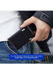 2022 RFID Smart Wallet Metal Card Holder Thin Slim Men Women Wallets Pop Up Small Size Small Wallet Black Metal Wallet Vallet