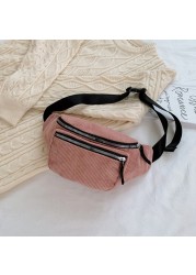 Ladies Designer Canvas Fanny Pack Fashion Street Money Banana Phone Chest Bag Bum Belt Bags Women Corduroy Waist