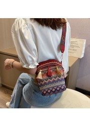 Ethnic Women's Shoulder Bag Knit Tassel Small Crossbody Bag Women Handbag Original Design Postman Bag