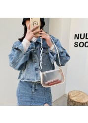 Summer Women Transparent Jelly Bag Female Hobos Beach Shoulder Bags Candy Color Ladies Underarm Bag Ladies Purse Tote Handbag