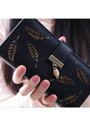 Leaves Hollow Women's Wallet Soft PU Leather Women's Clutch Wallet Female Designer Ladies Wallets Coin Card Purse