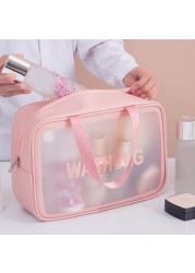 Portable Large Capacity Travel Portable Transparent Wash Bag PU Waterproof Matte Cosmetic Bag Skin Care Product Storage Bag