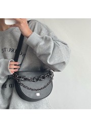 Xiuya 2022 Street Women Saddle Bag Chain Design Shoulder Bag Underarm Sweet Cool All-match Casual Messenger Bag Pouch Pouch